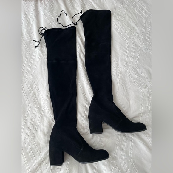 Stuart Weitzman Tieland Over The Knee OTK Boot - Black Suede - 8.5 US - Picture 2 of 16